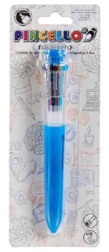 balpen 10-kleuren junior 0,7 mm 16 cm blauw