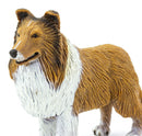 hond collie junior 10 cm rubber bruin/wit
