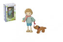 poppenhuispop met hond 9x4x11 cm