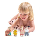 poppenhuispoppen familie 4 stuks hout