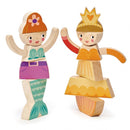 poppenhuispoppen zeemeermin en prinses hout