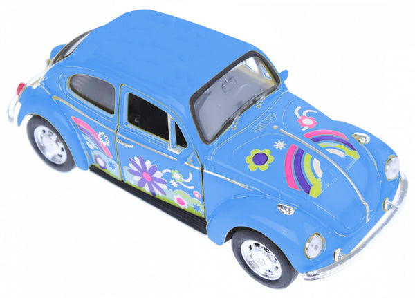 auto Volkswagen Beetle bloemen 10,5 cm blauw
