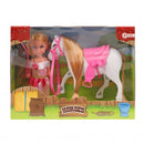 tienerpop met paard 11 cm 3-delig blond