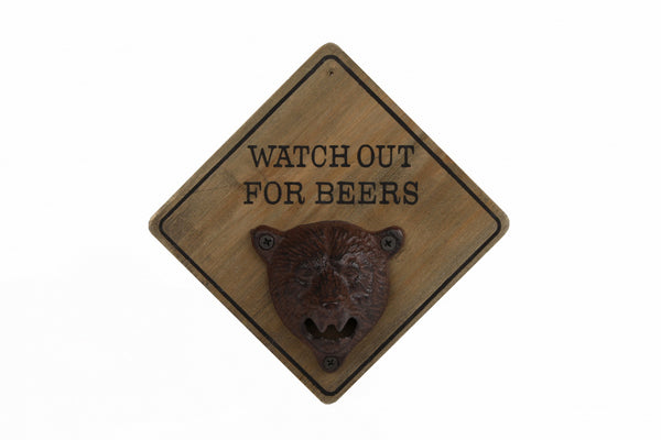 Flesopener "Watch out for Beers" Hout