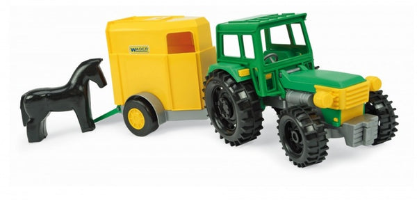 tractor met trailer 36 cm geel