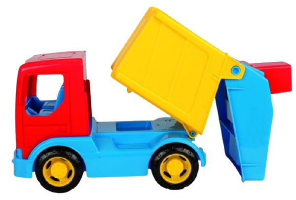 vuilniswagen junior 25 cm blauw/geel/rood