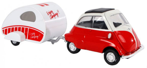 auto BMW Isetta 18,5 cm staal rood/wit 2-delig