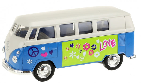 hippie Volkswagen bus blauw 10,5 cm