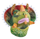handpop T-Rex Triceratops junior pluche groen