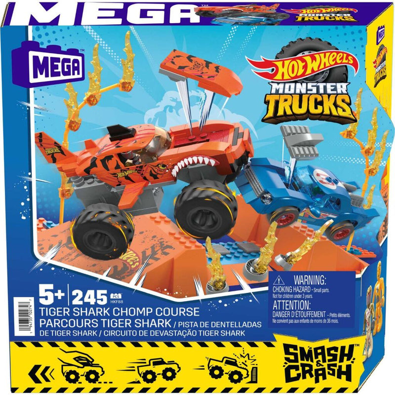 Mega Bloks Hot Wheels Monster Trucks Tiger Shark Chomp Course