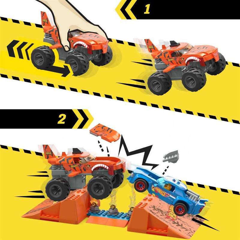 Mega Bloks Hot Wheels Monster Trucks Tiger Shark Chomp Course