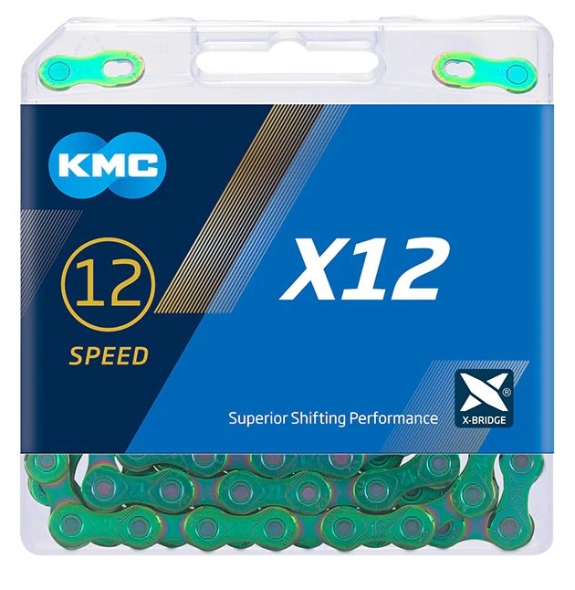 Ketting KMC X12 Waxed 126 schakels - aurora green