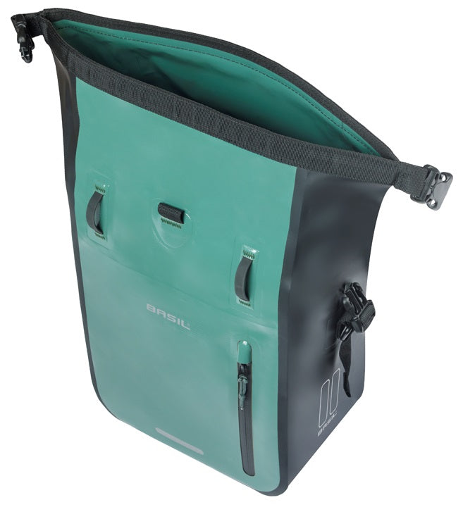 Enkele fietstas Basil Rivo M tarpaulin MIK 12-15L 14 x 25 x 38 cm - groen/zwart
