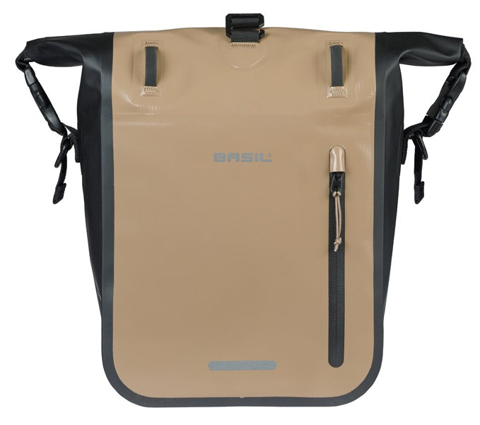 Enkele fietstas Basil Rivo M  tarpaulin MIK 12-15L 14 x 25 x 38 cm - zand/zwart
