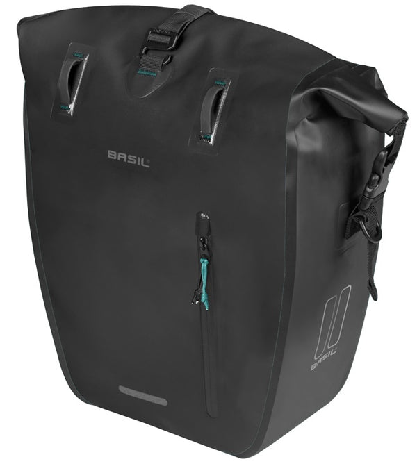 Enkele fietstas Basil Rivo L tarpaulin MIK 25-31L 14 x 28 x 43 cm - zwart