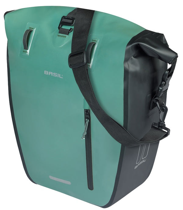 Enkele fietstas Basil Rivo L tarppaulin MIK 25-31L 14 x 28 x 43 cm - groen/zwart