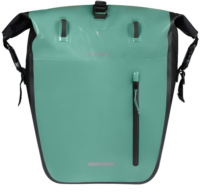 Enkele fietstas Basil Rivo L tarppaulin MIK 25-31L 14 x 28 x 43 cm - groen/zwart