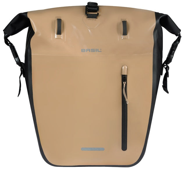 Enkele fietstas Basil Rivo L tarpaulin MIK 25-31L 14 x 28 x 43 cm - zand/zwart