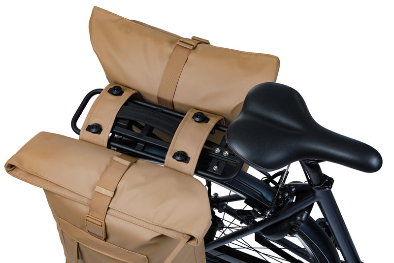 Dubbele fietstas Basil Brooklyn MIK 41L 14 x 30 x 37 cm - zand