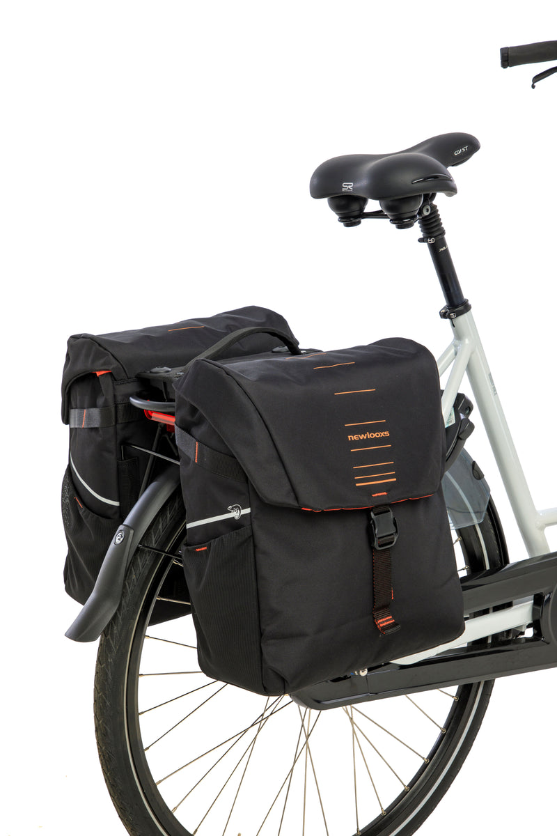 Dubbele fietstas New Looxs Vigo Double RackTime 2.0 - 40 liter - 30 x 19 x 40 cm (2x) - Black-Orang