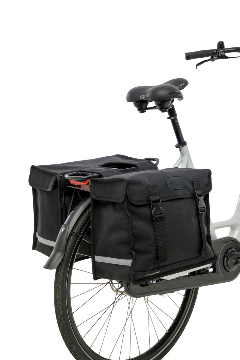 Dubbele fietstas New Looxs Canvas Deluxe - 46 liter - 39 x 18 x 33 cm (2x) - Black