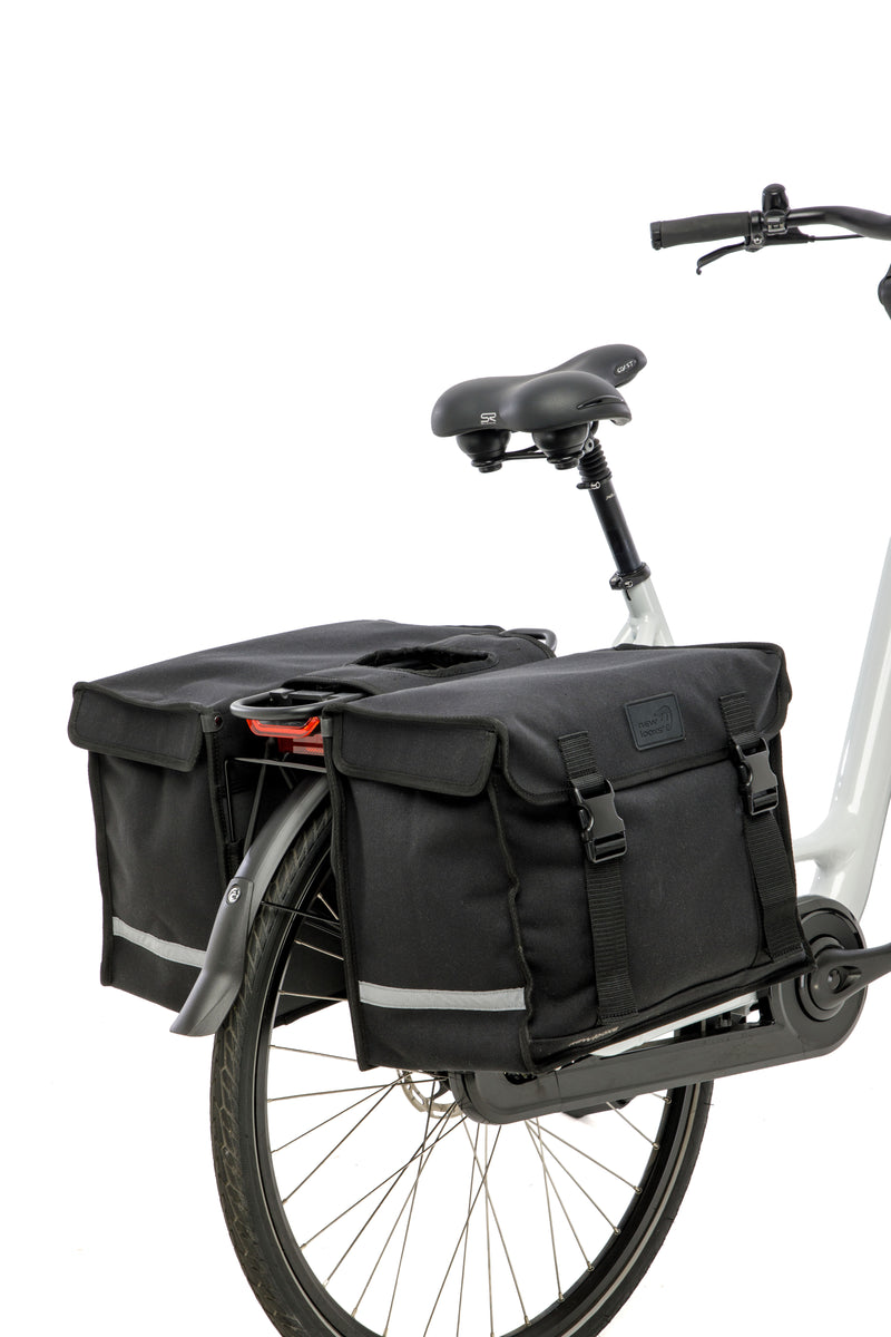 Dubbele fietstas New Looxs Canvas Camping - 66 liter - 43 x 22 x 35 cm (2x) - Black