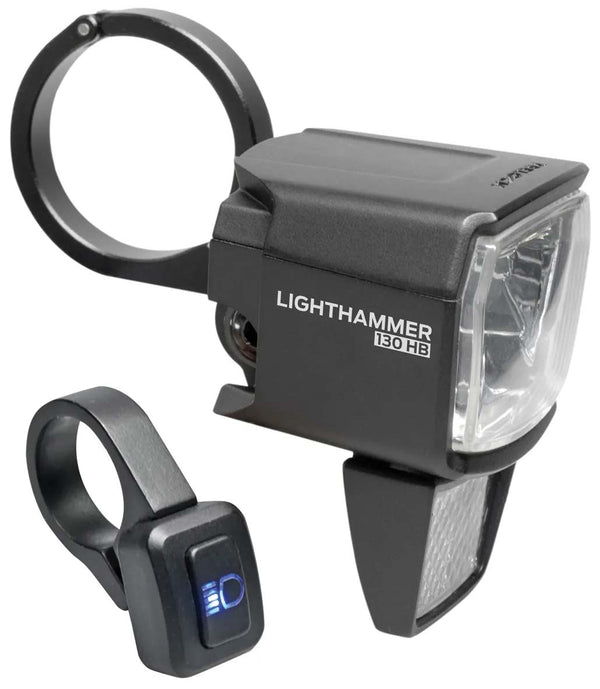 Koplamp Trelock LS 930 Lighthammer 130 lux voor E-bike incl. stuur adapter - zwart