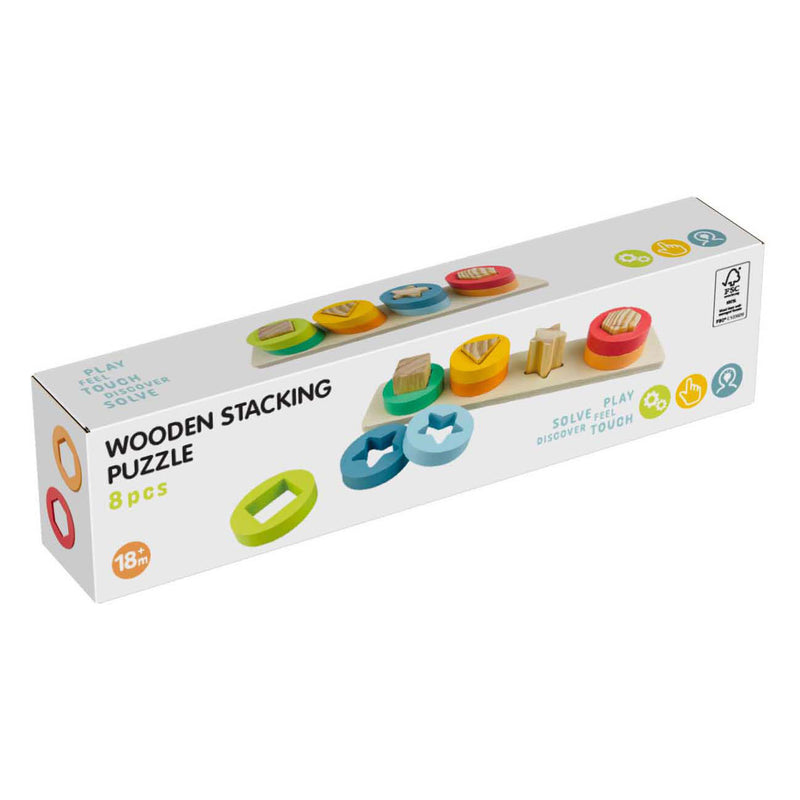 Houten Stapelpuzzel met Vormen, 9dlg.