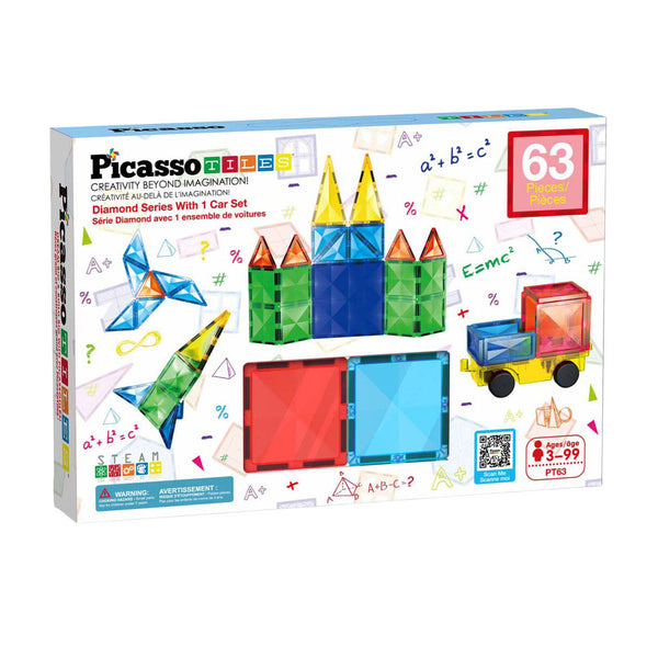 PicassoTiles Diamond Series - Magnetische Bouwtegels - 63dlg.
