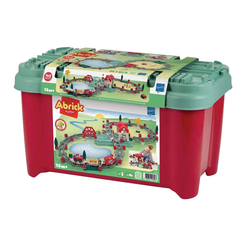 Ecoiffier Abrick - Bouwset Treinbaan, station en Accessoires, 140dlg.