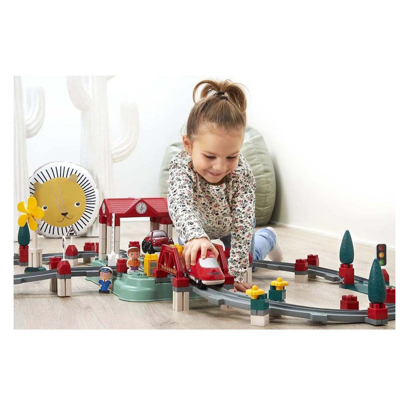 Ecoiffier Abrick - Bouwset Treinbaan, station en Accessoires, 140dlg.