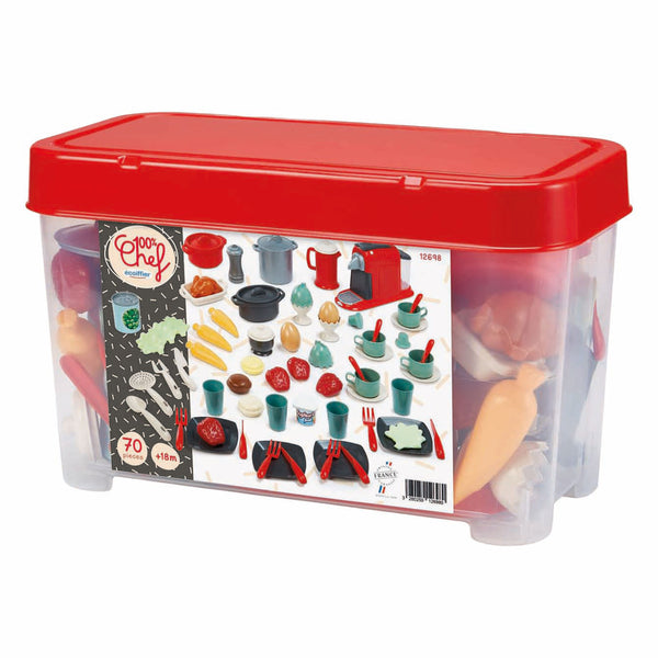 Ecoiffier 100% Chef Servies in Opbergbox - 70dlg.