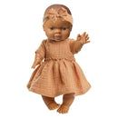 Meisjes Babypop met Bruin Jurkje - 34cm