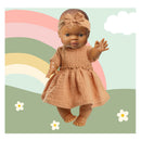 Meisjes Babypop met Bruin Jurkje - 34cm