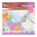 Waterverfkleurblok Volwassenen - Vlinders en Bloemen - incl Penseel en 6 kleuren waterverf