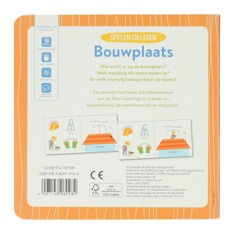 Kartonnen Schuifboekje - Spelen en leren Bouwplaats