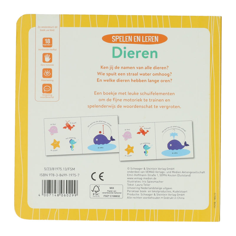 Kartonnen Schuifboekje - Spelen en leren Dieren