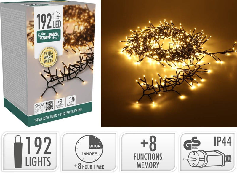 Treecluster Kerstboomverlichting - 192led - extra warm wit
