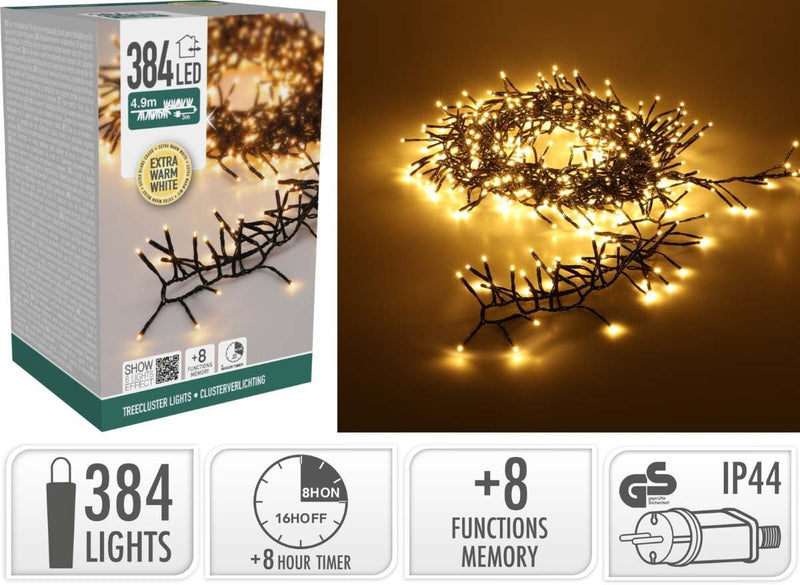 Treecluster Kerstboomverlichting - 384led - extra warm wit