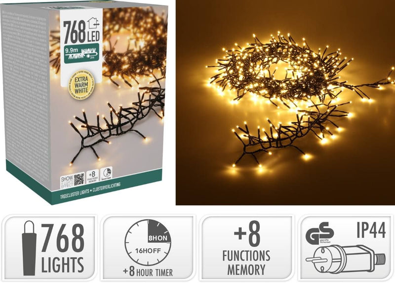 Treecluster Kerstboomverlichting - 768led - extra warm wit
