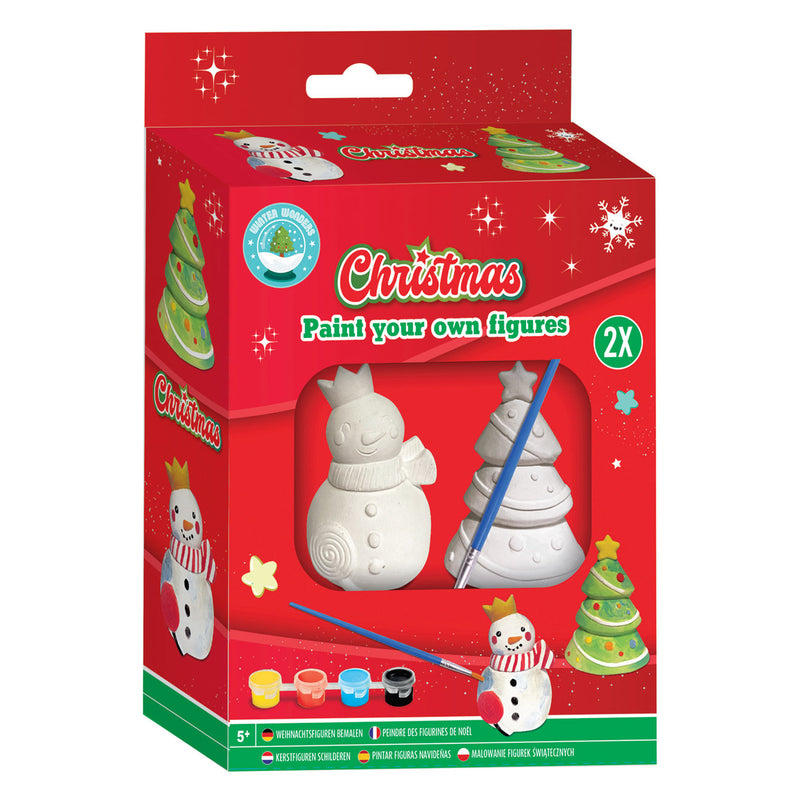 Schilder je eigen Kerstfiguren, set van 2 stuks