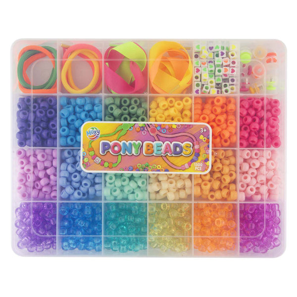 Pony Beads & Accessoires in Opbergdoos, 18 Kleuren