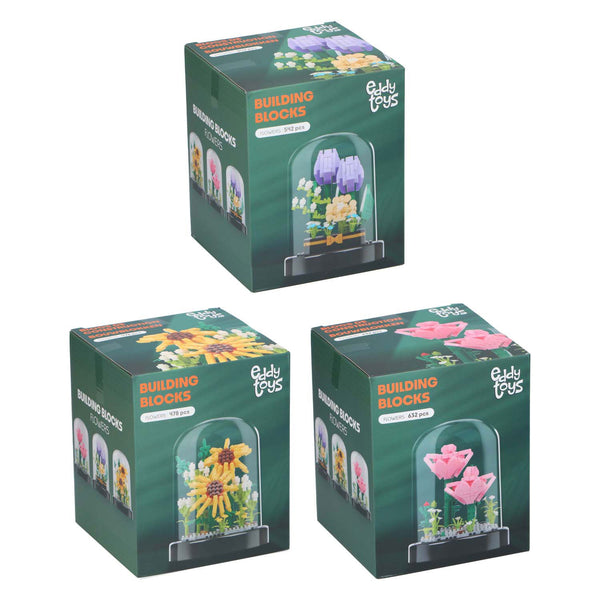 Bouwblokken Bloemen in Glazen Stolp