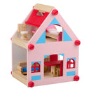Houten Poppenhuis met Accessoires, 30dlg.