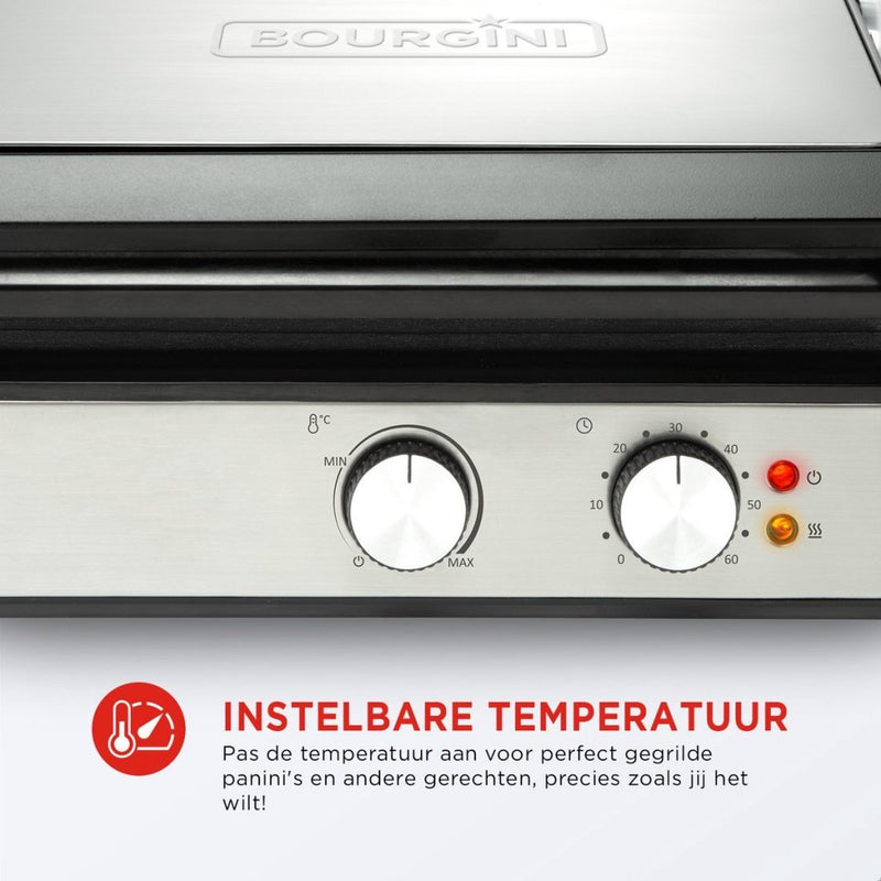 Bourgini Pure Contact Grill RVS/Zwart