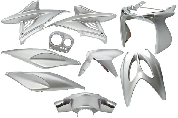 Plaatset 9-delig Edge voor Yamaha Aerox tot bouwjaar 2014 - zilver metallic