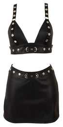 Imitation Leather Top & SkirtS