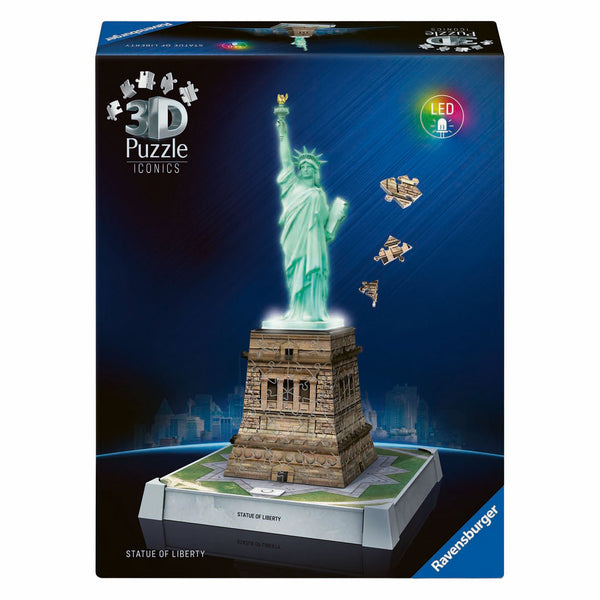 Ravensburger 3D Puzzel Iconics Vrijheidsbeeld - Met Licht - 128st.