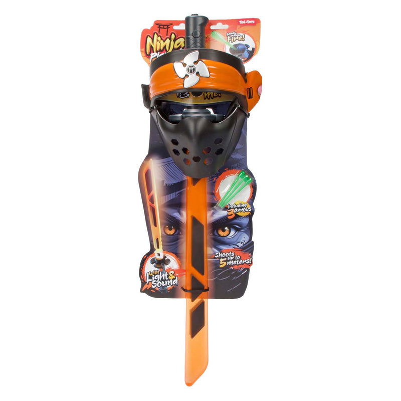 Ninja Lichtzwaard Licht en Geluid met Schietfunctie en Masker - Oranje