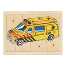 Houten Noppenpuzzel Ambulance, 9st.